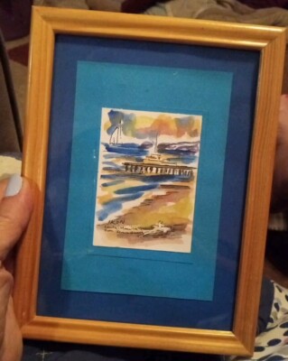 IKON, SANTA MONICA CALIFORNIA, Viewed From Venice Beach Watercolor FOLK ART