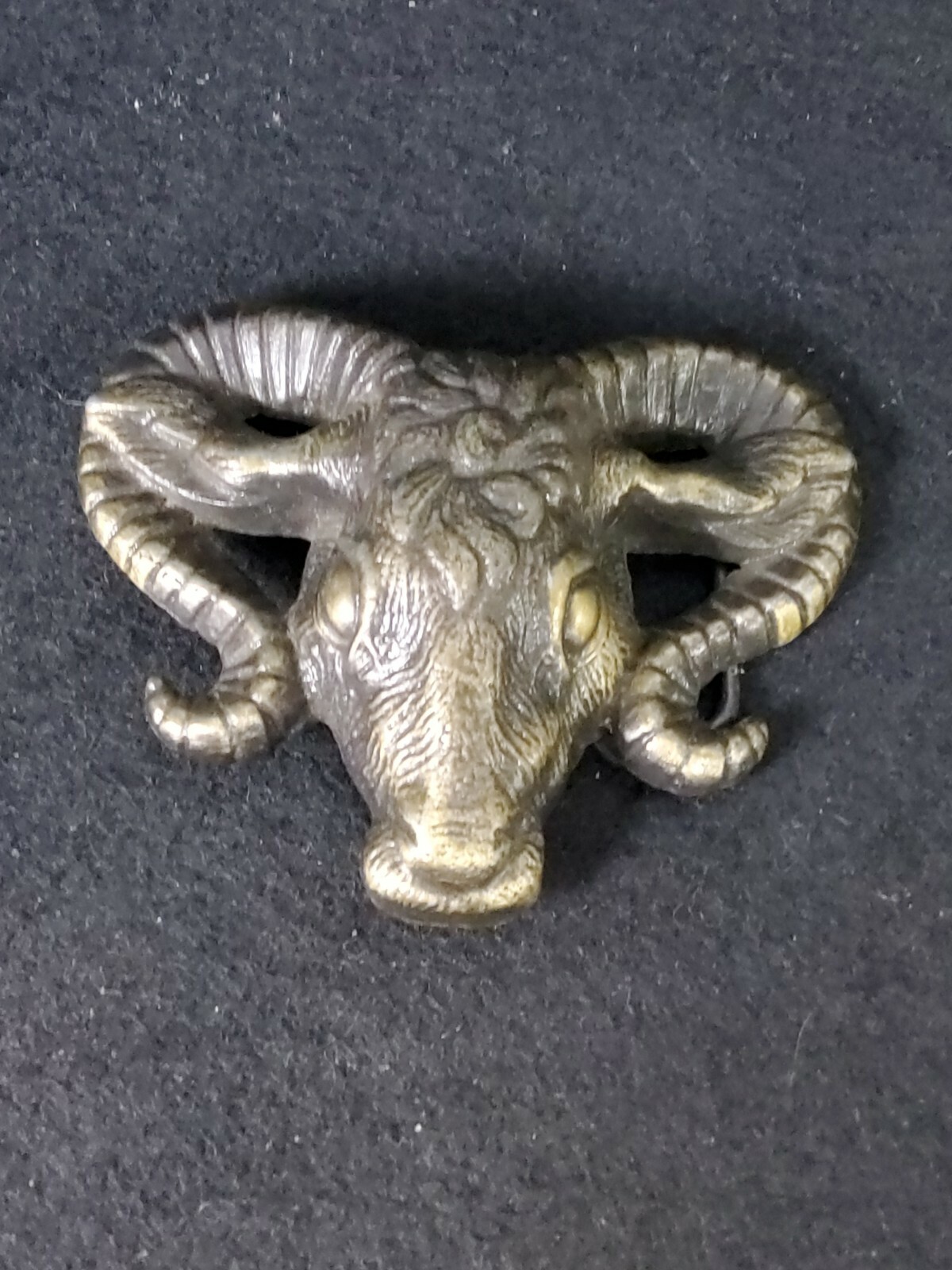 Belt Buckle Bull Head Skull Solid Brass Art Vintage Gem