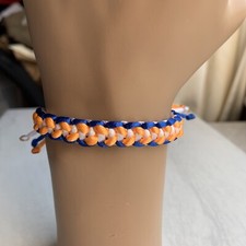 MARSHALL ISLANDS Bracelet BLUE ORANGE WHITE Satin Rattail Cord Shamballa Nylon