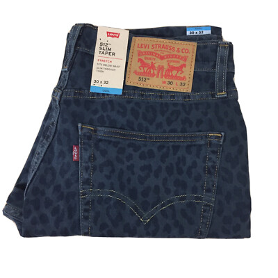 Levi's 512 Slim Taper Fit Jeans Animal Print Blue Mens 30x32 New With Tags  AR320 | eBay