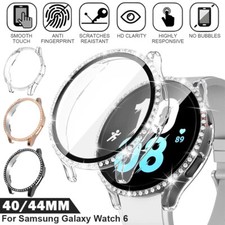 For Samsung Galaxy Watch 6 Case Cover Screen Protector PC Glass Diamond 40/44MM