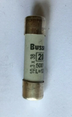 Fuse 38mm x 10mm 12amp 500v Bussmann cartridge fuse Pack of 10