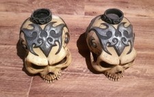 2 Totenschädel Kerzenhalter Mittelalter  LARP Deko