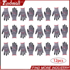 Findmall Safety Work Gloves MicroFoam Nitrile Coated Foam Gloves M-Size/12 Pairs