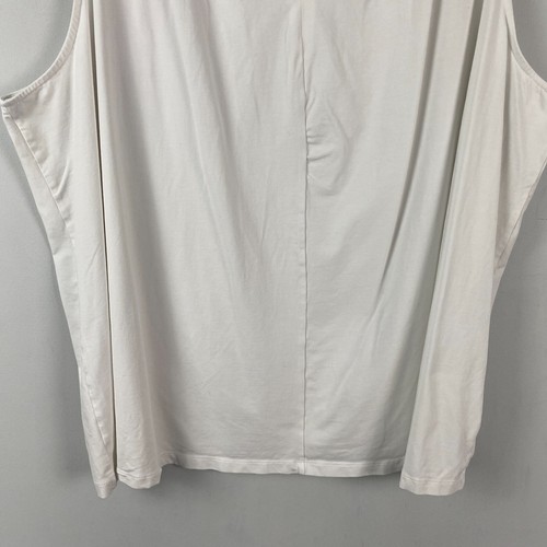 Lands' End Sleeveless Pleated Top Size 3X White V Neck Cotton Blend Stretch - Picture 3 of 11