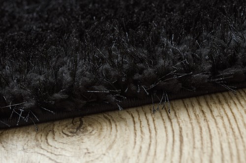 Exclusive modern shaggy soft rug BUENOS plain, single colour BLACK best quality - Picture 5 of 10