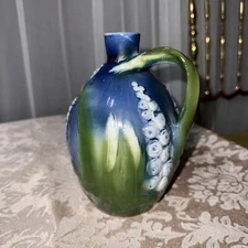 7" Early SCHAFER & VATER ? Ceramic Jug Glaze Pottery Hand Signed GERMANY