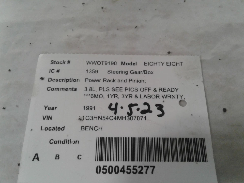 Used Rack and Pinion Assembly fits: 1991 Oldsmobile Eighty eight Power Rack and Foto 4 de 4