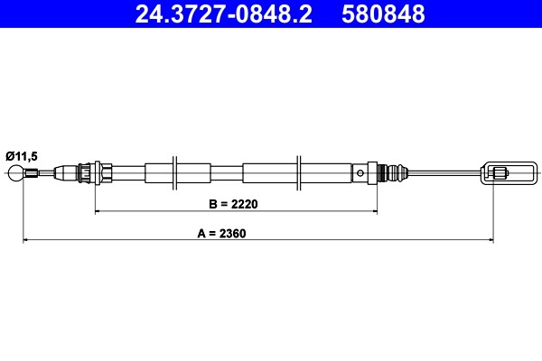 Fits ATE 24.3727-0848.2 BRAKE CABLE