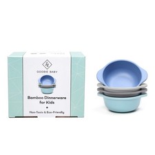 Bamboo Snack Bowls for Kids, Set of 4 Stackable Dinnerware for Todd... Fast Ship