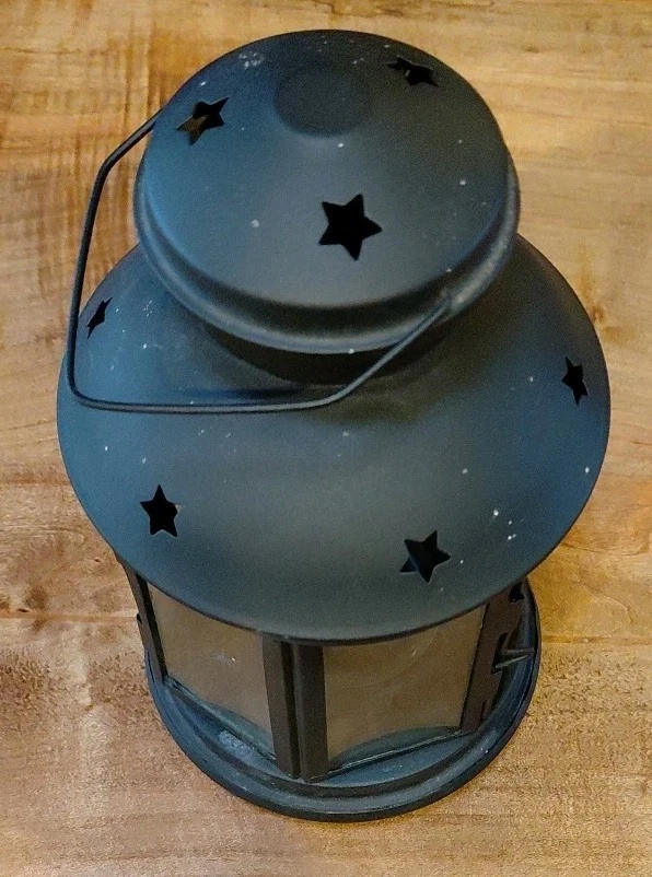 Candelabros colgantes IKEA ROTERA linterna estrella de metal negro 8 1/4  Foto 3 de 4