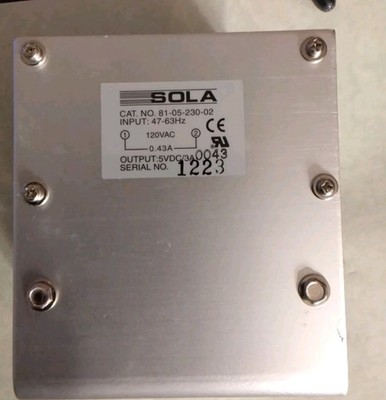 POWER SUPPLY LINEAR 120VAC 50/60 Hz INPUT 5VDC@ 3.0A OUTPUT SOLA 81-05-230 NEW