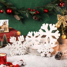 4Pcs Winter Snowflake Wooden Signs, Winter White Distressed Wood Snowflake, F...