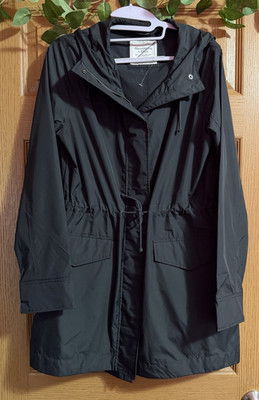 Abercrombie & Fitch Women's Black Hooded Zip Parka Drawstring Waist M