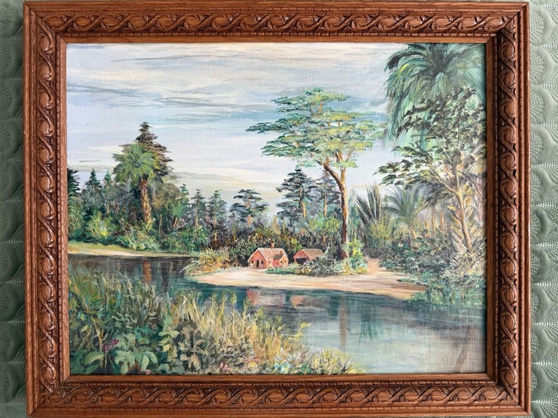 Vintage Florida Tropical Oil Painting