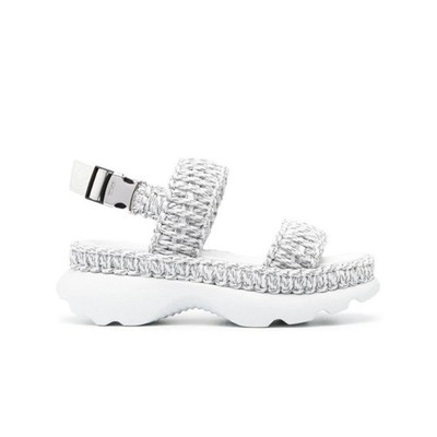 Moncler Belay Woven Open Toe Sandals in Light Grey