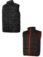 Lee Cooper Workwear Padded Vest Mens Gilet Bodywarmer Zip Jacket Black Warm