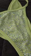 Neon Rinestone Studdest Exotic Dancewear Bottoms, Ruched Back M-L