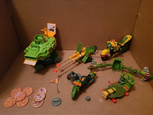 Vintage TMNT Vehicle Lot - Pizza shooter/Motorcycle/Plunger Gun/Etc.