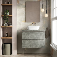 Vatilla 800mm Wall Hung Bathroom Vanity Unit with Worktop- Cemento Grey