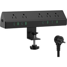 Desk Mount Power Strip with 45W Fast Charging 4 USB-C Ports 4 USB-A Ports Surge