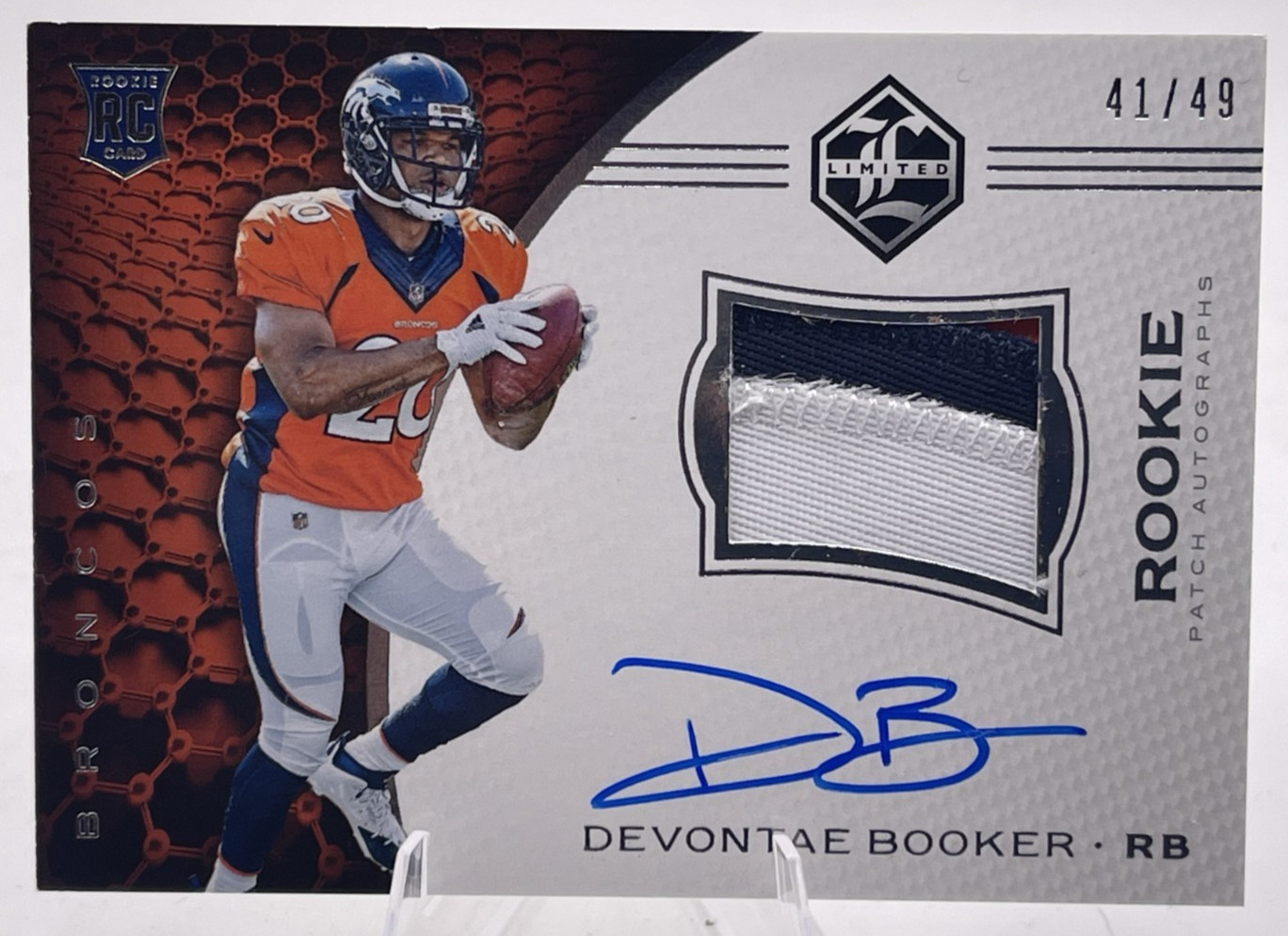 Devontae Booker Panini Limited #113 Patch Autograph-Silver Spotlight