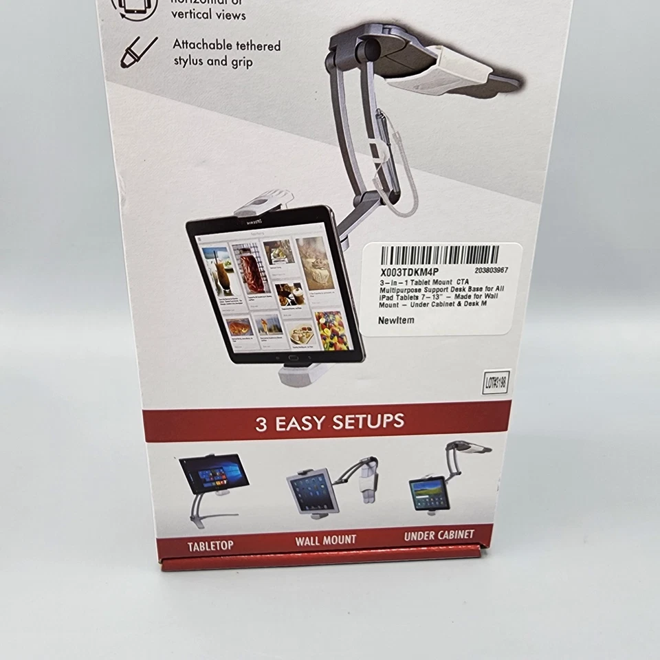 CTA Digital: 2-in-1 Kitchen Tablet Stand Wall/Desktop Mount W/Stylus for 7-13 NE - Image 3 of 4