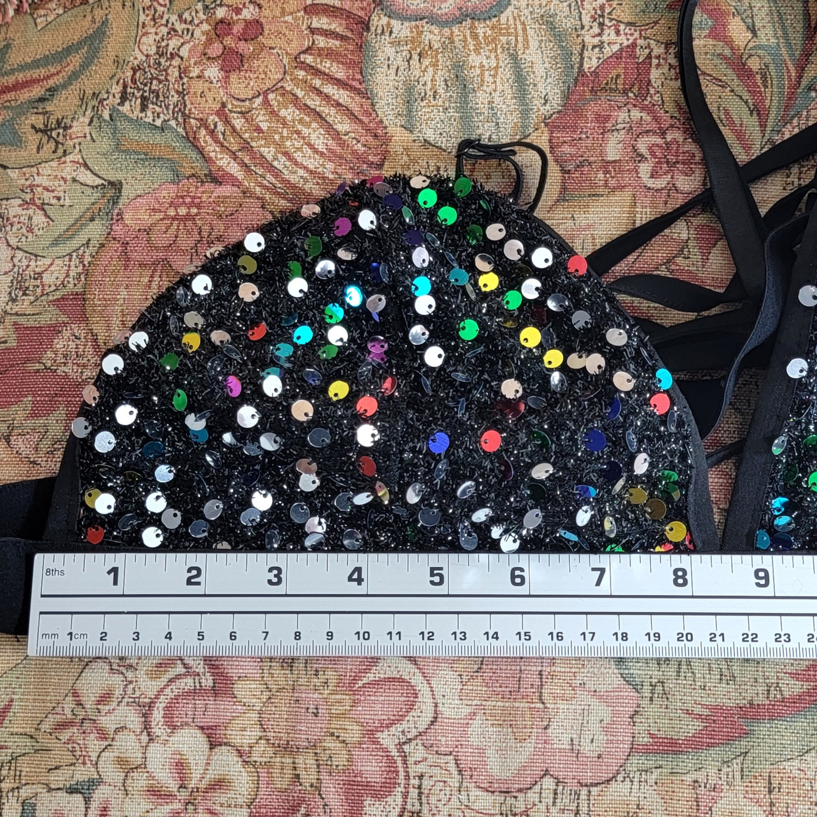 Pretty Little Thing Bralet Womens 12 Black Cicely Multi Sequin Harness Top