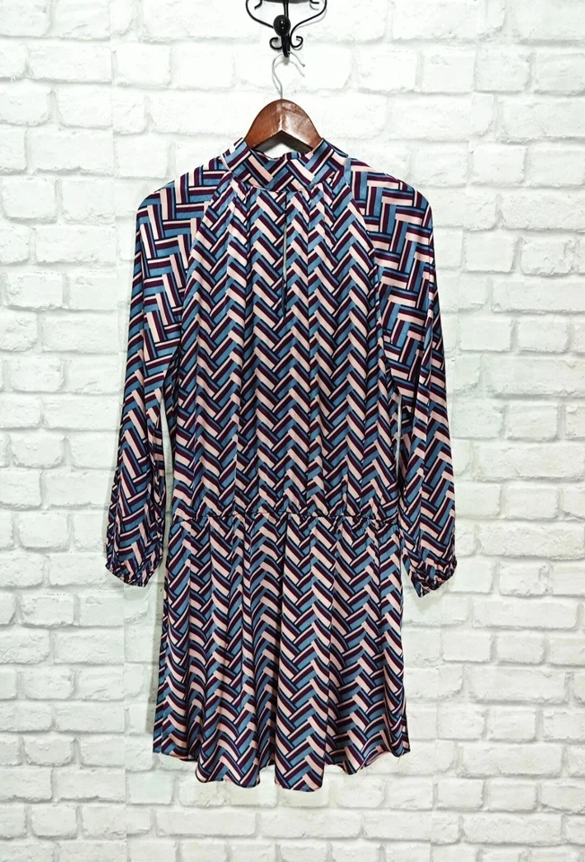 Vestido Dea Kudibal Mulberry Mezcla Seda Chevron Patrón Talla XL - Imagen 2 de 4