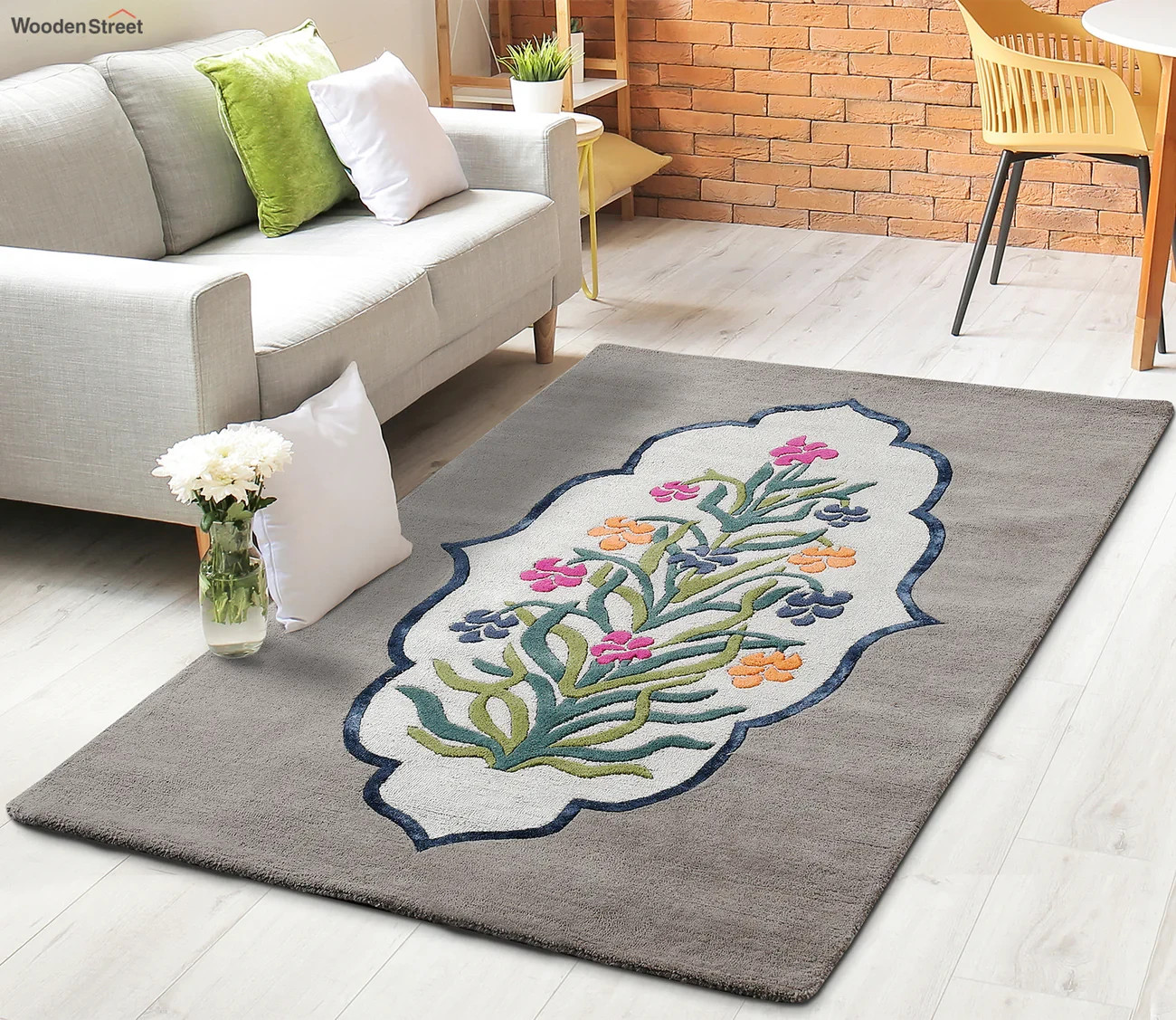 New Handmade Hand Tufted Floral Carpet & Rug Living Room