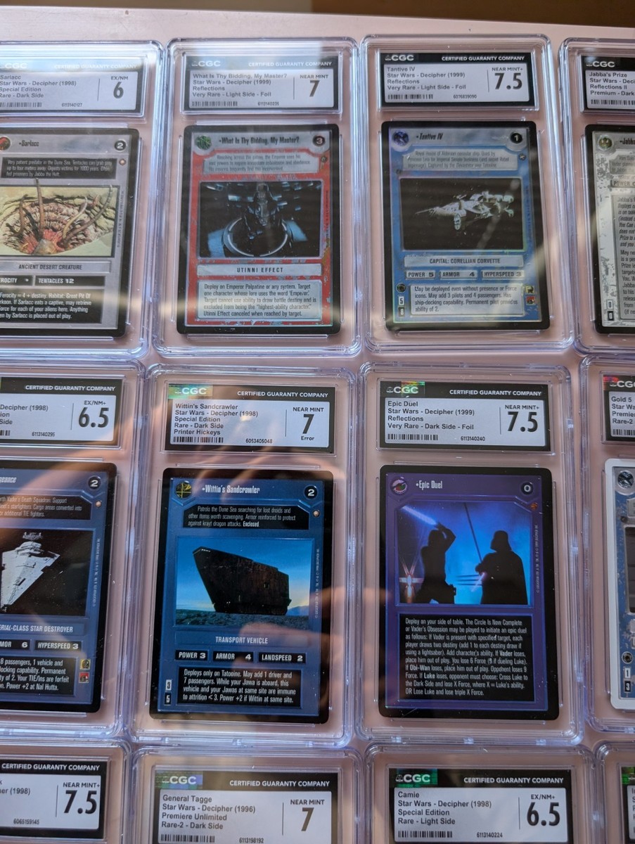 CLEARANCE! Star Wars CCG 3x Graded Slabs Mystery Pack! FOIL Endor/DSII/CC/Jabba | eBay CLEARANCE! Star Wars CCG 3x Graded Slabs Mystery Pack! FOIL Endor/DSII/CC/Jabba | eBay