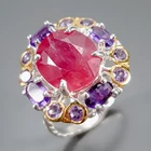 Antique ring 6 ct+ Ruby Ring 925 Sterling Silver Size 7 /R469635