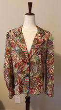 Coldwater Creek Women  s Colorful Paisley Print Button Jacket- PXL