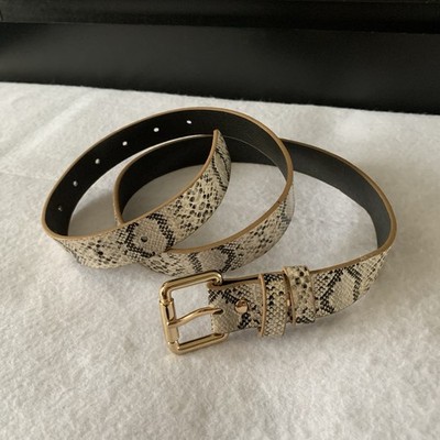 Women's Python Snake Skin Print Leather Belt Western Vintage Y2K