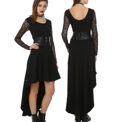 ROYAL BONES TRIPP NYC - High Low Belted Goth Emo Dress - Size M