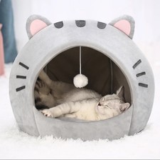 Cozy Cat Shaped Cat Nest Bed Cave for Small and Medium Indoor Cats Soft Plush