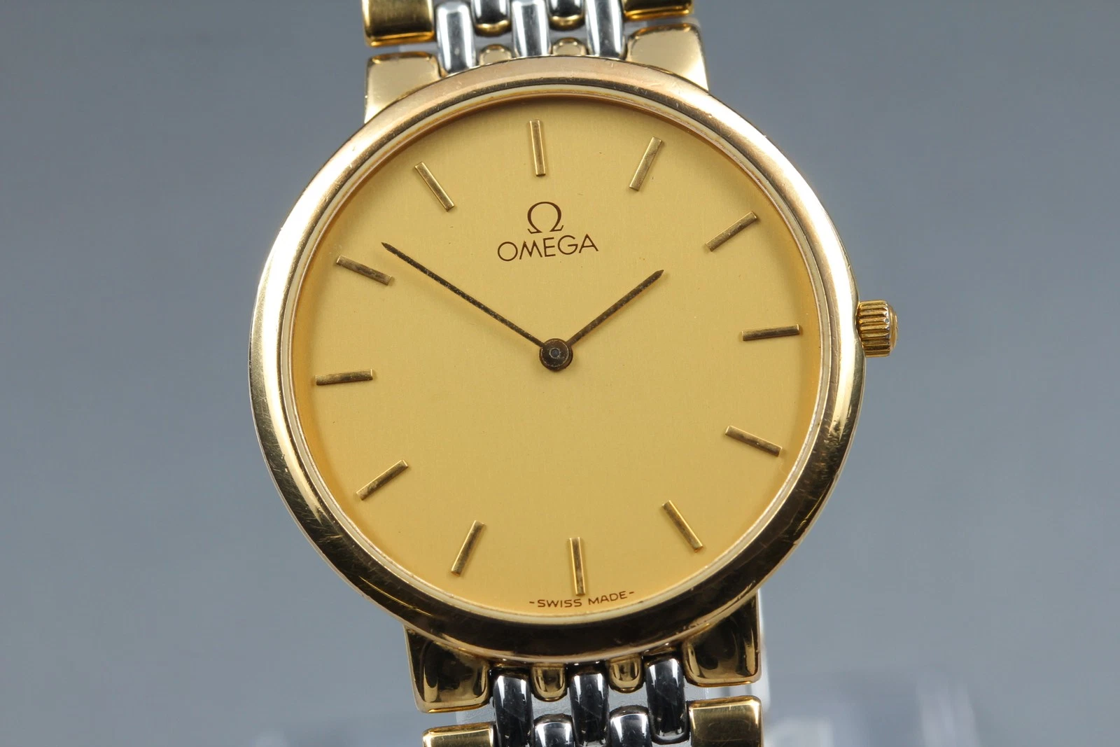 Omega — Vintage 1989 OMEGA De Ville Cal.1378 Gold Dial 32mm QZ Men's Watch [Near MINT]