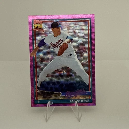 2026 Topps Series 1 Nolan Ryan 1991 Pink Crackle Foil #T91-97 Rangers