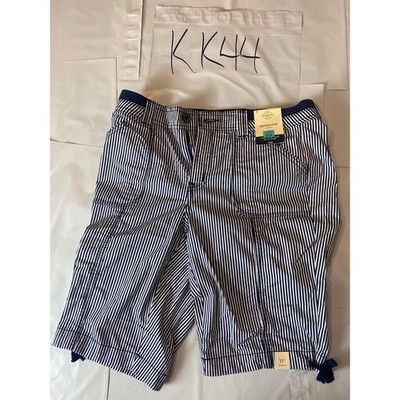 St John's Bay Womens Bermuda Shorts Size 6 Blue White Striped Easy Fit 11 Inseam