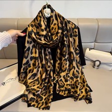 Elegance Two-Sided Leopard Print Scarf Soft Warm Pashmina Shawl Autumn