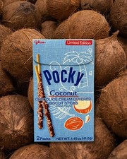 6 paquetes * Pocky Coconut - Palitos de galleta cubiertos con copos de chocolate y coco