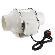 Inline Bathroom Extractor Fan 100mm /4 Inch, In Line Duct Fan Mixed Flow 220m...