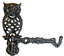 Antique Cast Iron Owl Swivel Wall Hook  Swiveling Folding Coat Hat Pot Hanger