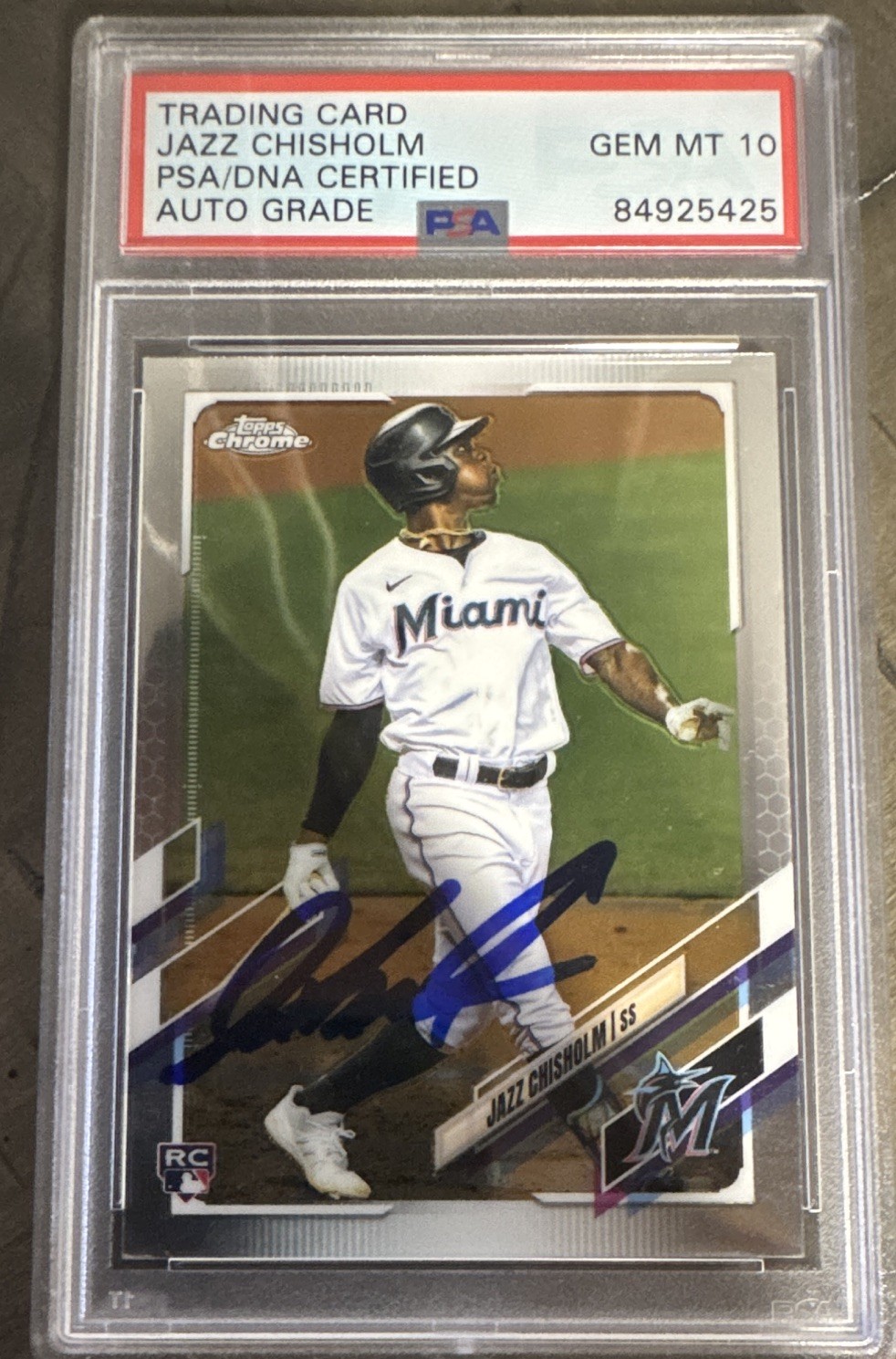 Topps 2021 Topps Chrome Jazz Chisholm #144 Rookie Auto PSA 10 Marlins