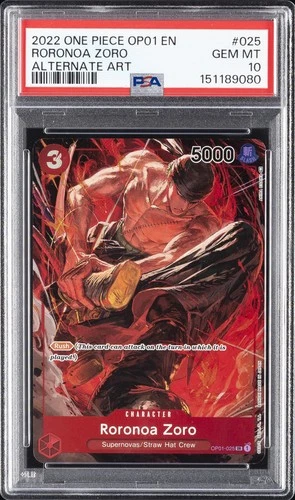 2022 ONE PIECE OP01-ROMANCE DAWN ALTERNATE ART #025 RORONOA ZORO PSA 10