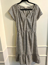 LOFT Petites Leopard Animal Print V-Neck Flutter Sleeve Fit & Flare Dress