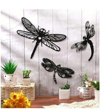 Gothic Dragonfly Wall Art Set of 3 Handmade iron Vintage Living Room Bedroom Dec
