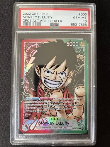2022 ONE PIECE | MONKEY D. LUFFY OP01-003 | ENG | ALTERNATE ART | PSA 10 GEM MT