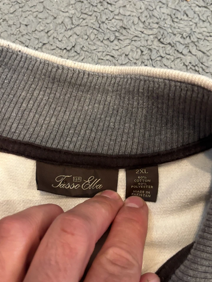 Tasso Elba 1/4 молнии пуловер свитер мужской 2XL XXL кремовый крапинками насмешливый шеи - Изображение 2 из 4