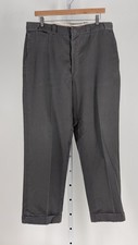 Vintage 70s Faded Gray Work Pants Talon Zipper Cuffed Wide Leg 34x27